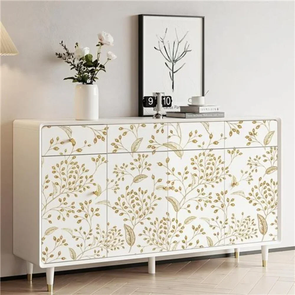 Peel and Stick Wallpaper White Contact Paper Gold Floral Wall Paper